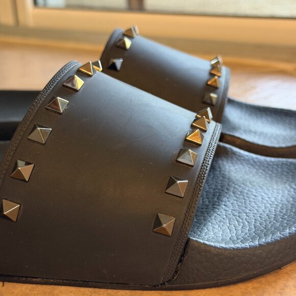 Men's Valentino Slides size 12 Black Studded - Picture 1 of 5